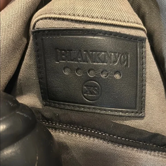 Blank NYC Olive Grey and Black Moto Jacket with Fitted Silhouette - Picture 3 of 16